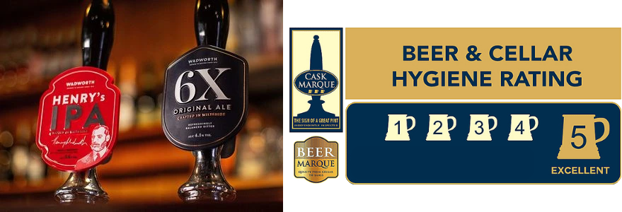 Wadworth Henry's IPA and 6X and The Antelope Inn Cask Marque Rating